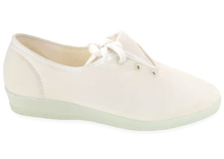 Chaussures femme toile coton blanc - Chaussure avec lacets