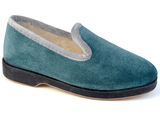 Pantoufles Charentaises chaudes pour femmes tissus velours unie vert 