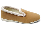 Chaussons pour femmes dessus en velours unie beige fantaisie intérieur chaud