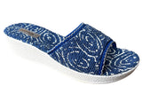 Mule toile coton fantaisie bout ouvert