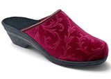 sabots pour femme talon 4 cm velours bordeaux
