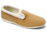 Pantoufles pour femmes dessus en velours unie beige fantaisie intérieur chaud