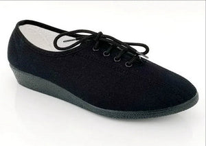 chaussure pour femme toile noir - chaussures lacets toile noir - V Confort