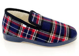 pantoufles écossais bleu fourrée laine - Chaussures V Confort