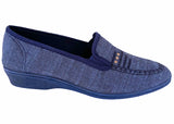 Sans-gêne femme toile coton bleu Chaussures V Confort