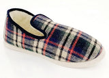 charentaises en feutre laine écossais bordeaux - chaussures V Confort
