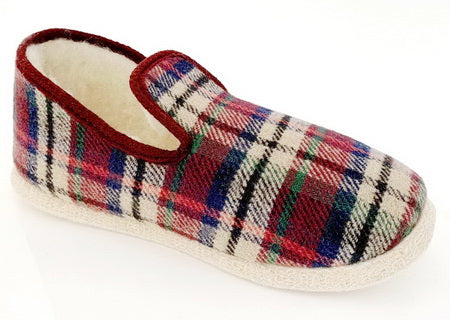 charentaise feutre laine écossais bordeaux - chaussures V Confort
