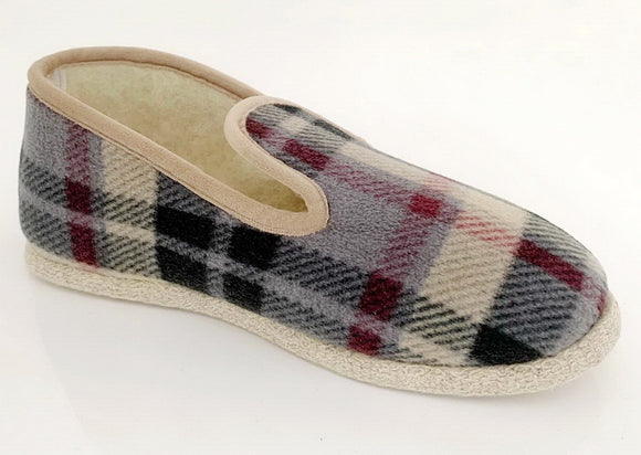 Charentaise feutre laine écossais beige Chaussures V Confort