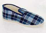 Charentaise feutre et laine écossais bleu Chaussures V Confort