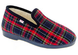 pantoufles femmes écossaises traditionnelles bleu rouge - V Confort