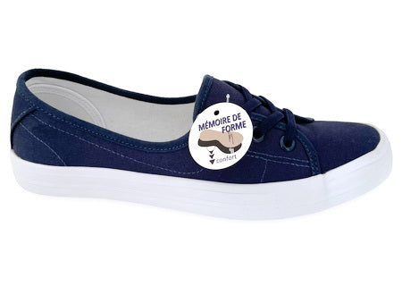 Tennis plat toile marine Semelle mémoire de forme V Confort